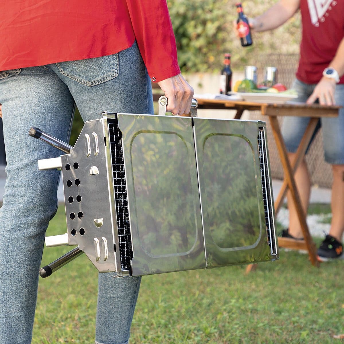 image-Stainless Steel Foldable Charcoal BBQ ExelQ InnovaGoods