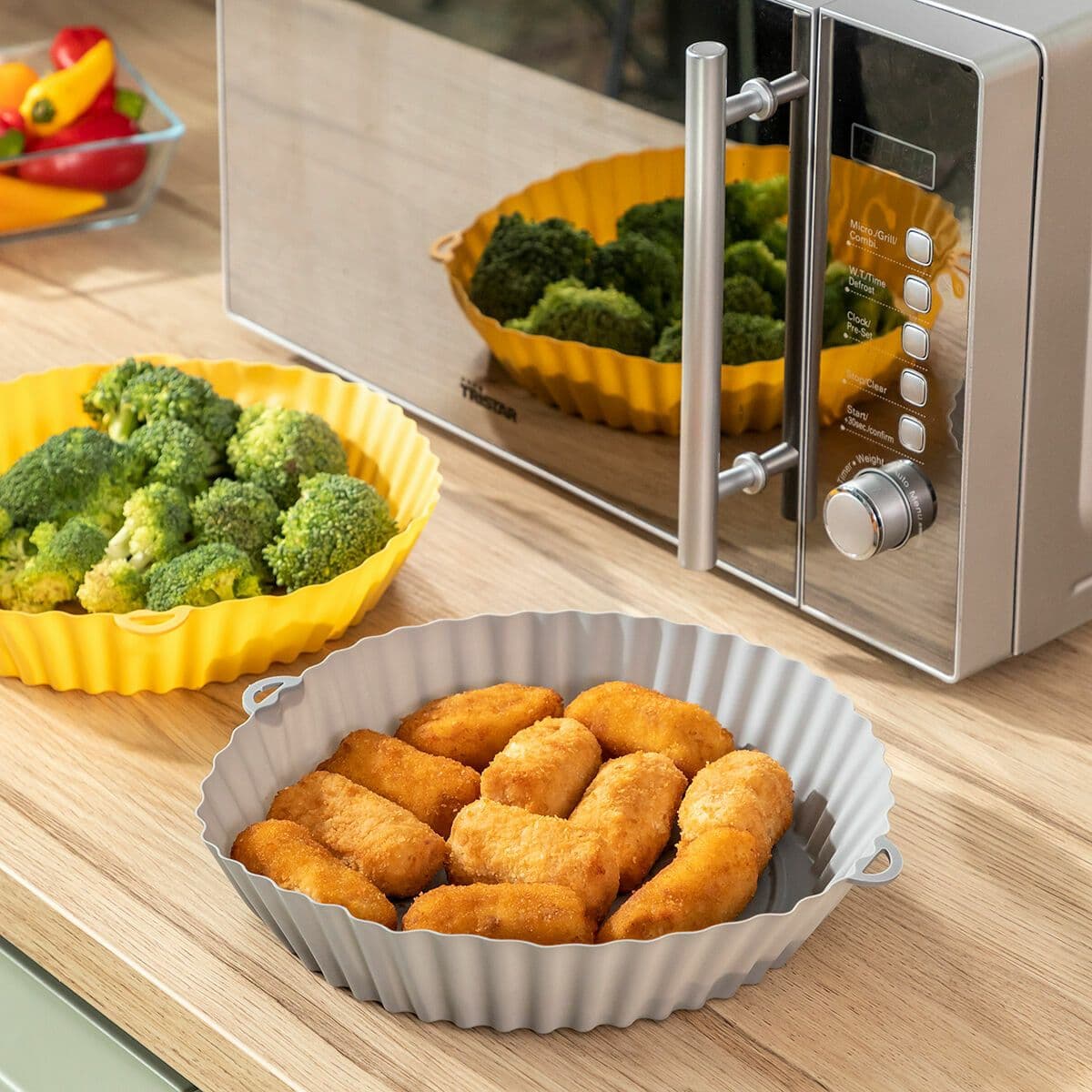 image-Silicone Baskets with Brush for Air Fryers Mollicon InnovaGoods 2 Units