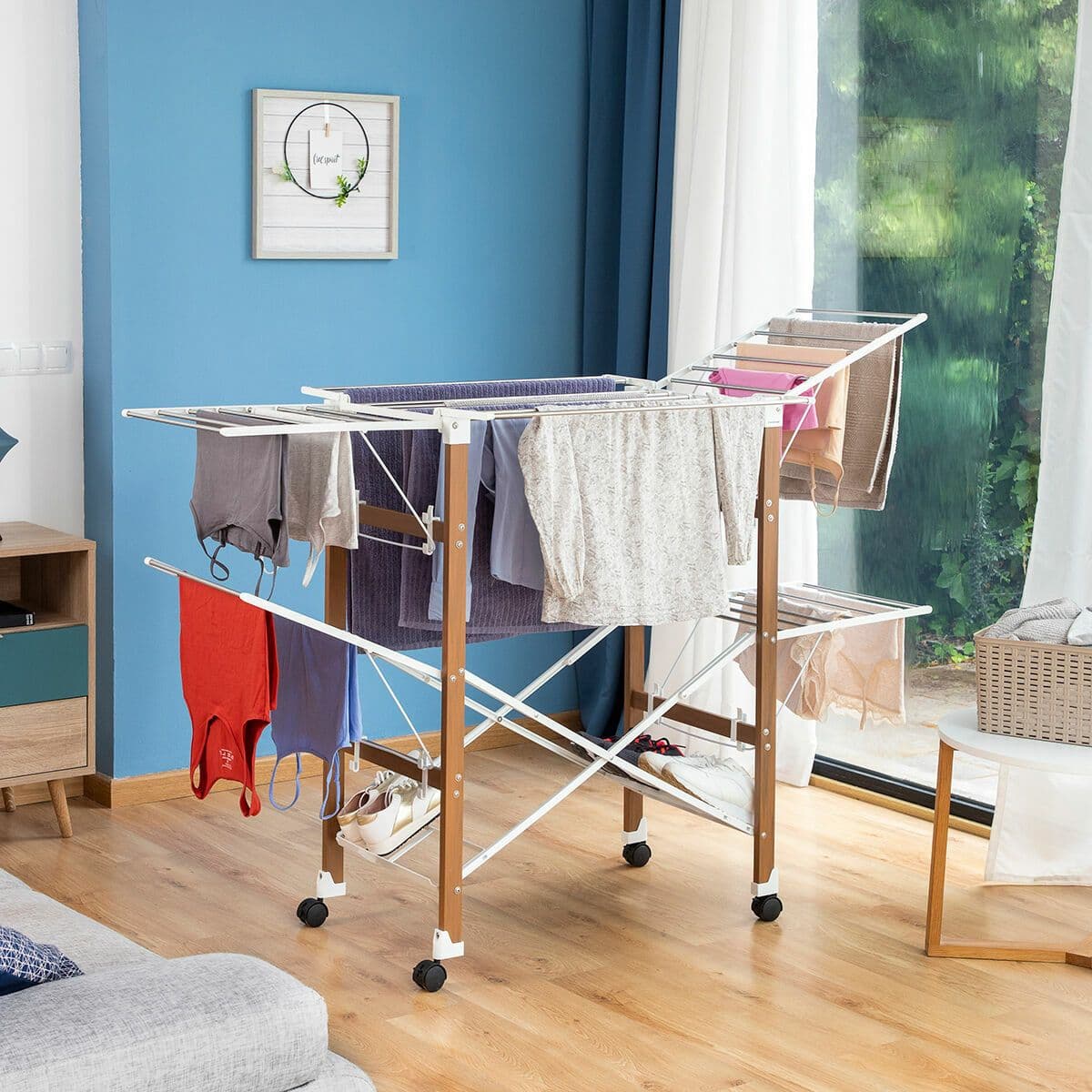 image-Folding Vertical Clothes Dryer with Wheels Dreeyl InnovaGoods 38 Bars
