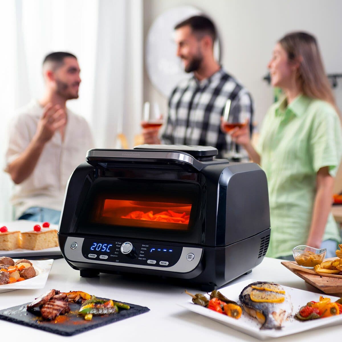 image-Air Fryer with Grill, Accessories and Recipe Book InnovaGoods Fryinn 12-in-1 6000 Black Steel 3400 W 6 L