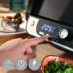 image-Air Fryer with Grill, Accessories and Recipe Book InnovaGoods Fryinn 12-in-1 6000 Black Steel 3400 W 6 L