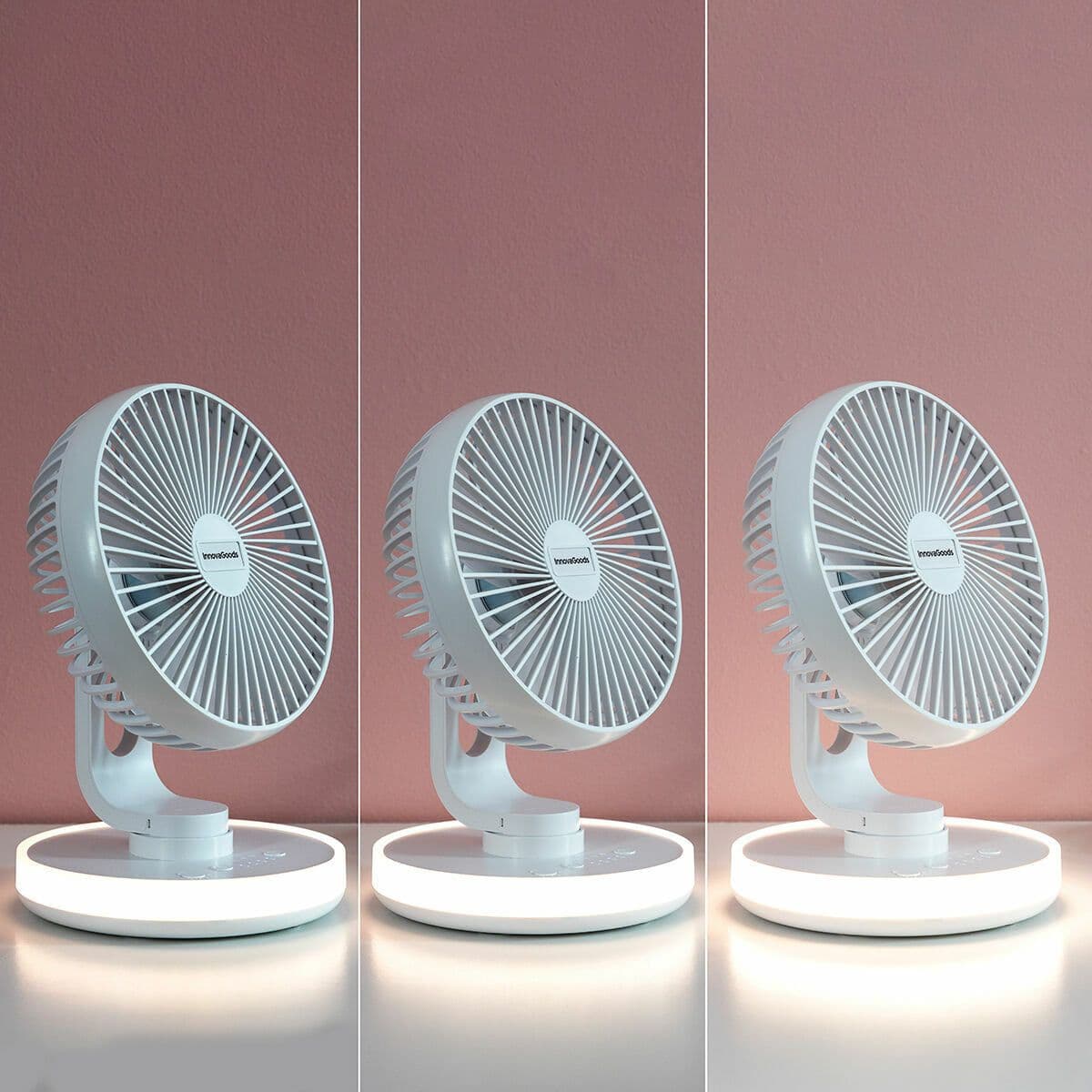 image-Rechargeable Desk Fan with LED FanLed InnovaGoods Ø6,6'' 4000 mAh