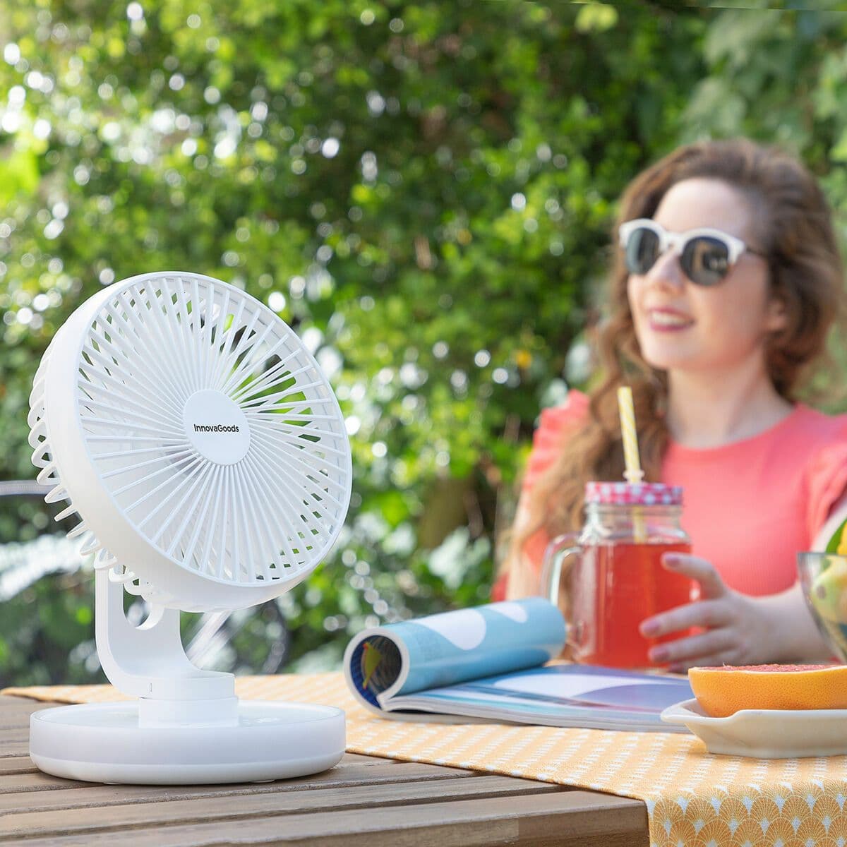 image-Rechargeable Desk Fan with LED FanLed InnovaGoods Ø6,6'' 4000 mAh
