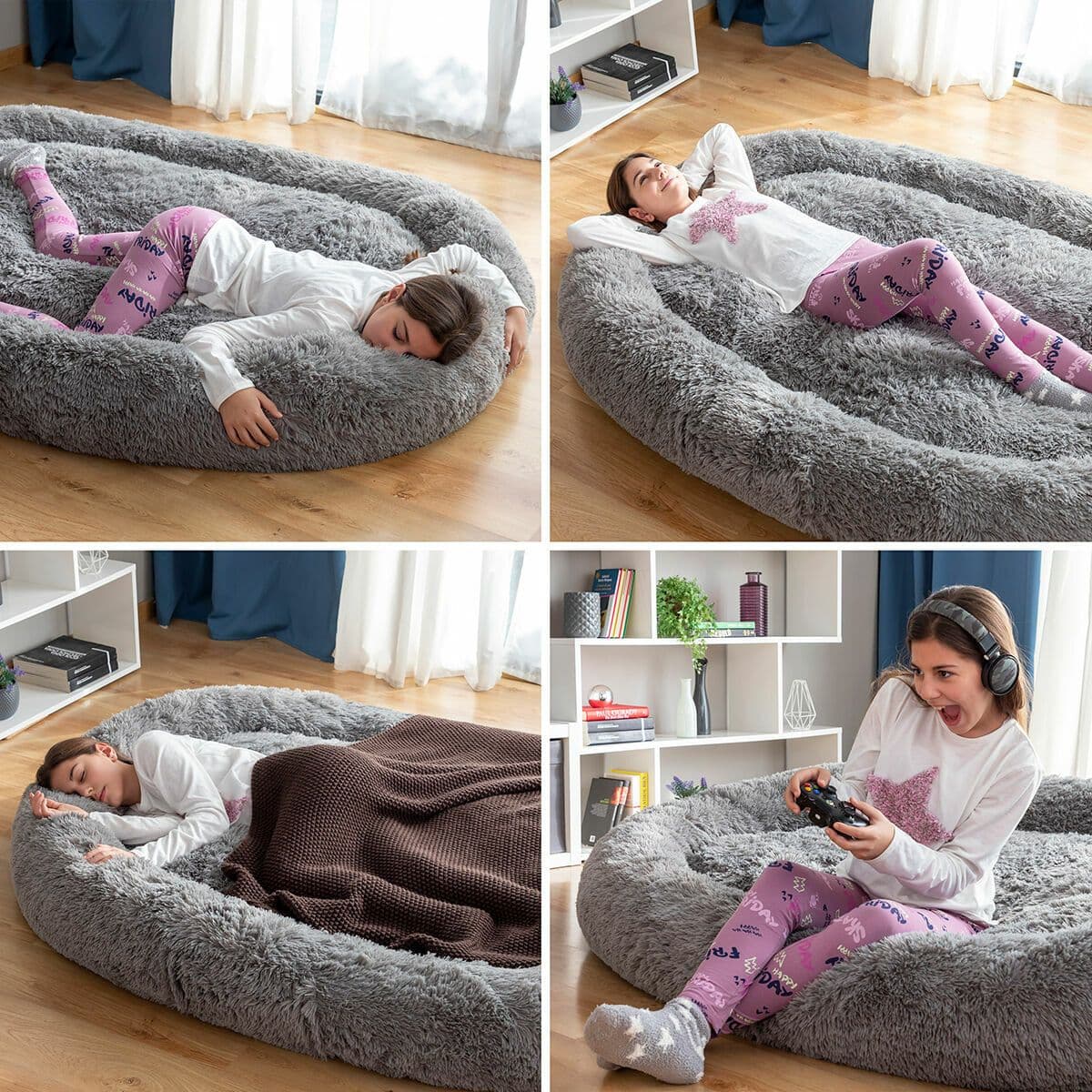 image-Human Dog Bed XXL InnovaGoods Grey