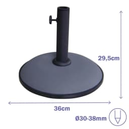 image-Marbueno Round Umbrella Base Cement 36x29.5 cm 11KG Grey Garden, Pool, Terrace 10442