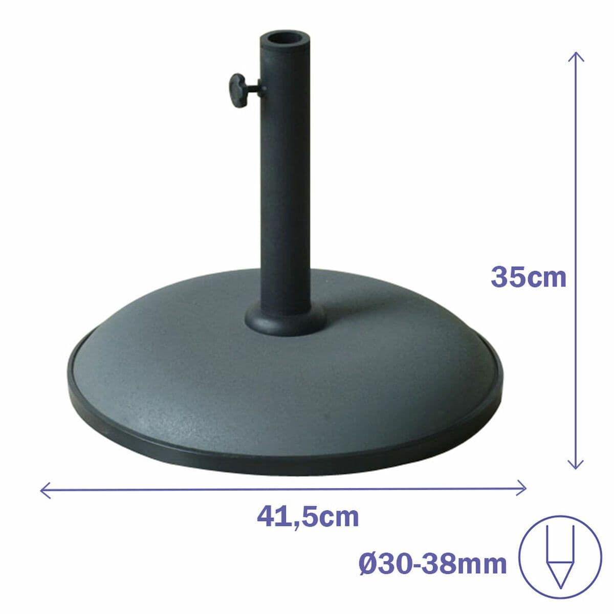 image-Marbueno Round Umbrella Base Cement 41.5x35 cm 15KG Grey Garden, Pool, Terrace 10446
