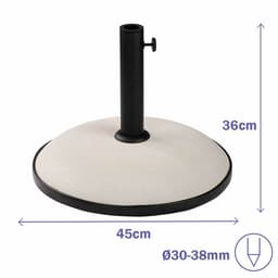 image-Marbueno Round Umbrella Base Cement 45x36 cm 20KG White Garden, Pool, Terrace 10451
