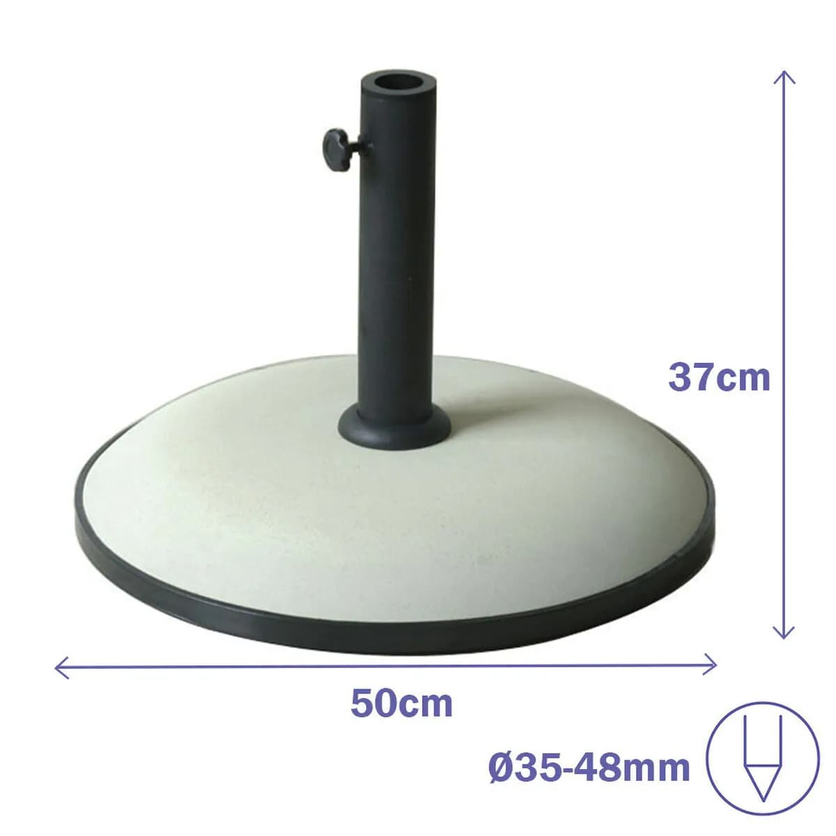 image-Marbueno Base Umbrella Round Cement 50x37 cm 25KG White Garden, Pool, Terrace 10453