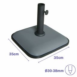 image-Marbueno Square Umbrella Base Cement 35X35X5.2 cm 11KG Grey Garden, Pool, Terrace 10454