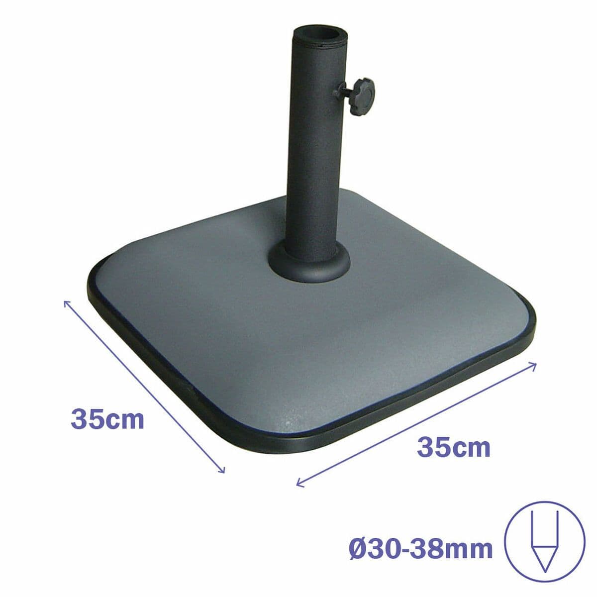 image-Marbueno Square Umbrella Base Cement 35X35X5.2 cm 11KG Grey Garden, Pool, Terrace 10454