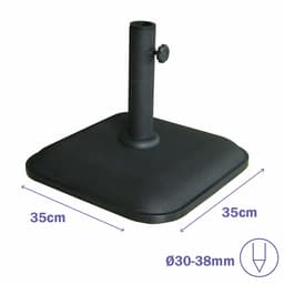 image-Marbueno Square Umbrella Base Cement 35X35X5.2 cm 11KG Black Garden Pool Terrace 10455