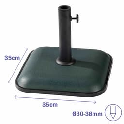 image-Marbueno Square Umbrella Base Cement 35X35X5.2 cm 11KG Green Garden, Pool, Terrace 10456