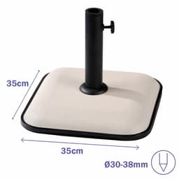 image-Marbueno Square Umbrella Base Cement 35X35X5.2 cm 11KG White Garden Pool Terrace 10457