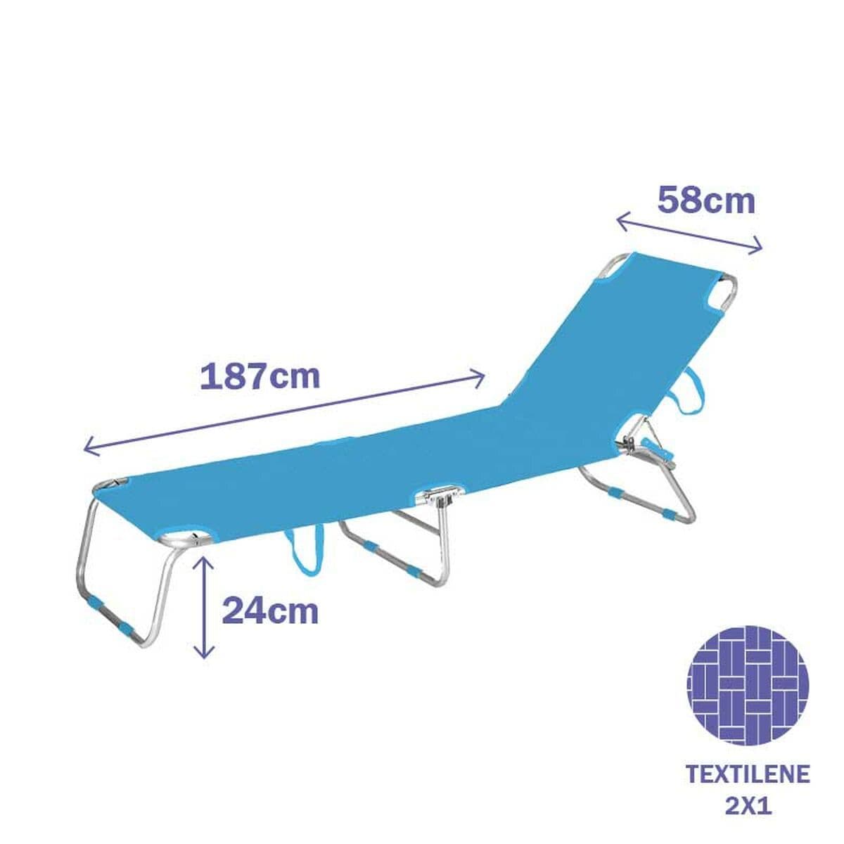 image-Marbueno Folding Lounger Aluminum Blue Beach Pool 187X58X24 cm 10460