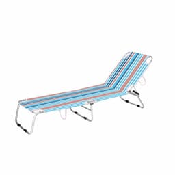 image-Marbueno Folding Lounger - Stripes Orange & Blue - Beach & Pool 187X58X24 cm 10466