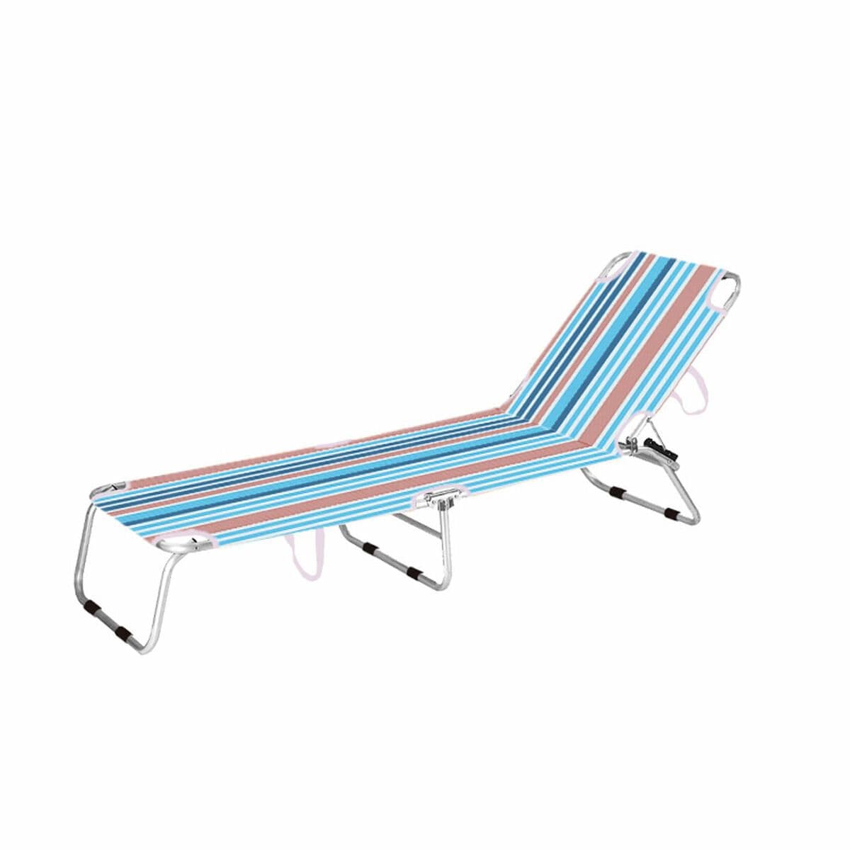 image-Marbueno Folding Lounger - Stripes Orange & Blue - Beach & Pool 187X58X24 cm 10466