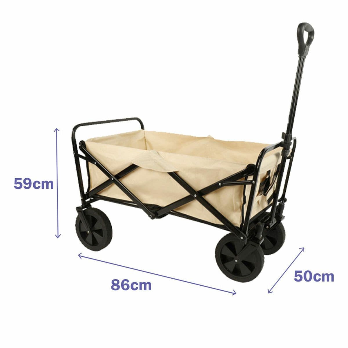 image-Marbueno Folding Multi-Purpose Trolley Steel 150 KG Beige Garden, Beach, Camping 86X50X59 cm