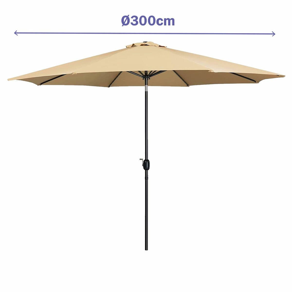 image-Marbueno Parasol Acero 8 Varillas D300 cm Poliéster Marrón Jardín, Piscina, Terraza