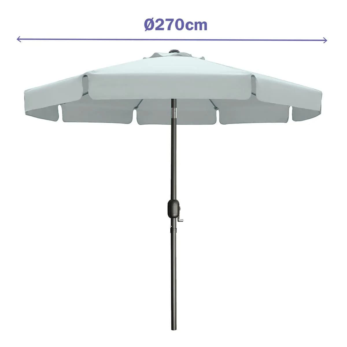 image-Marbueno Umbrella Steel 8 Ribs D300 cm Polyester White Garden, Pool, Terrace 10489