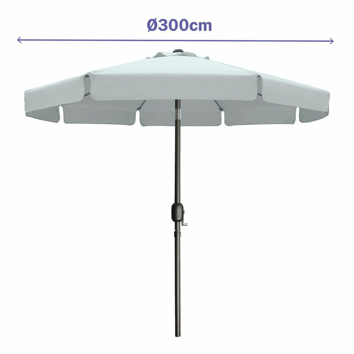 image-Marbueno Umbrella Steel 8 Ribs D300 cm Polyester White Garden, Pool, Terrace 10491
