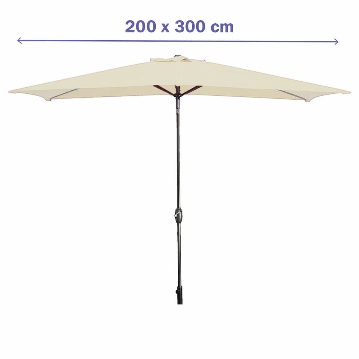 image-Marbueno Parasol Acero 8 Varillas 200x300 cm Poliéster Beige Jardín, Piscina 10493