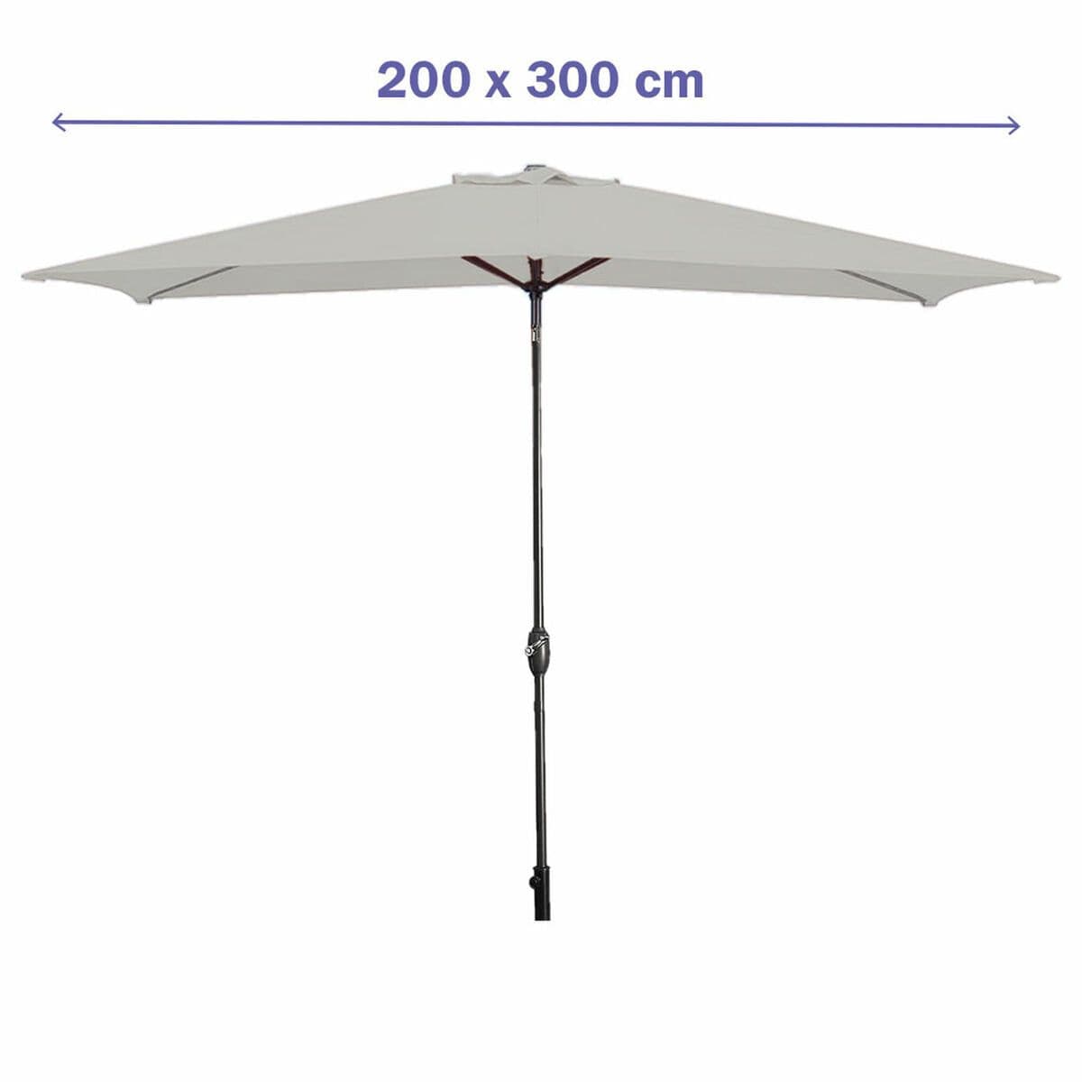 image-Marbueno Parasol Acero 8 Varillas 200x300 cm Poliéster Blanco Jardín Terraza 10494