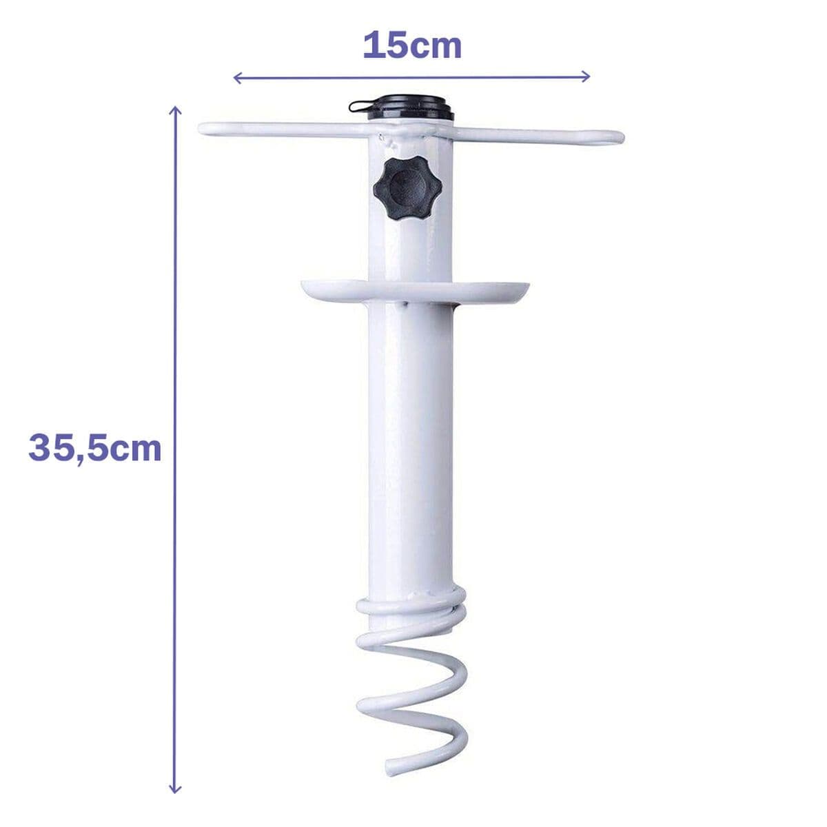 image-Marbueno Suction Parasol Spike Steel White 35.5x15x6 cm Beach and Garden 10506