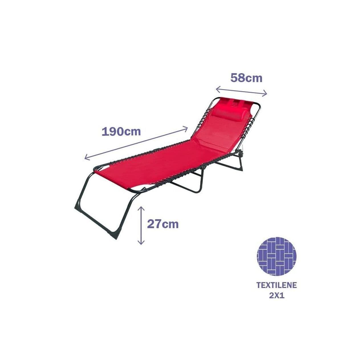 image-Sun-lounger Marbueno Red 190 x 27 x 58 cm