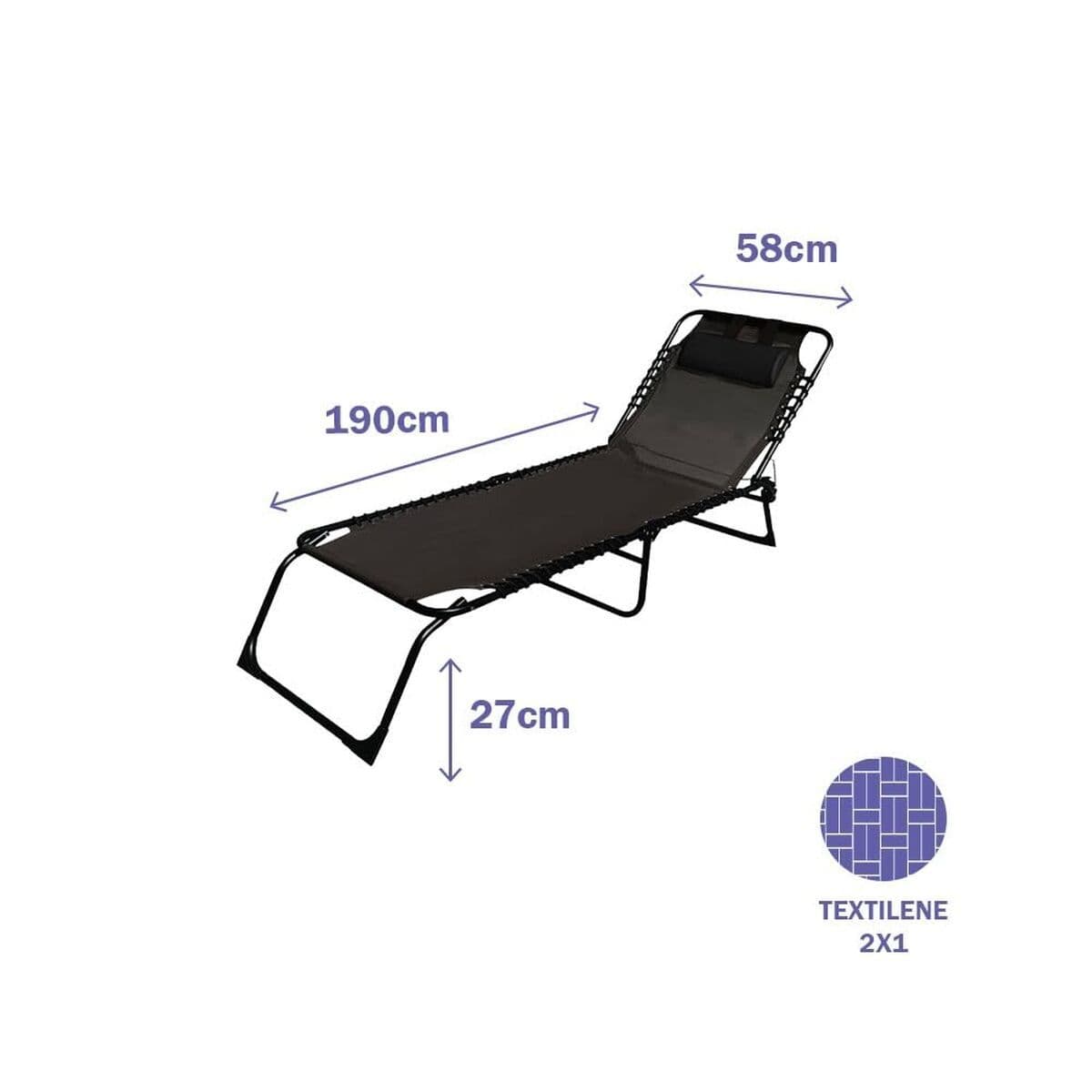 image-Sun-lounger Marbueno Black 190 x 27 x 58 cm