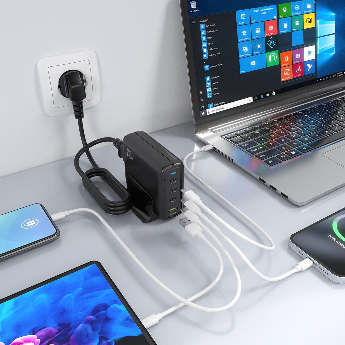 image-Wall Charger Aisens GAN Black 140 W 50 W