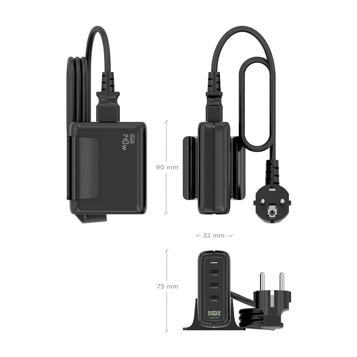 image-Wall Charger Aisens GAN Black 140 W 50 W