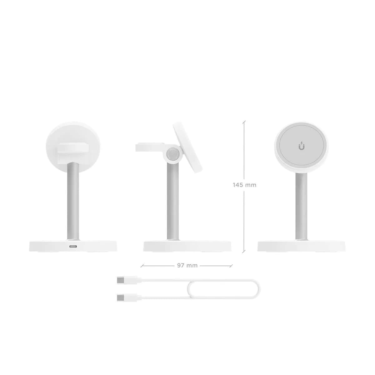 image-Cordless Charger Aisens USB-C 3IN1 15WACCS White 15 W 50 W