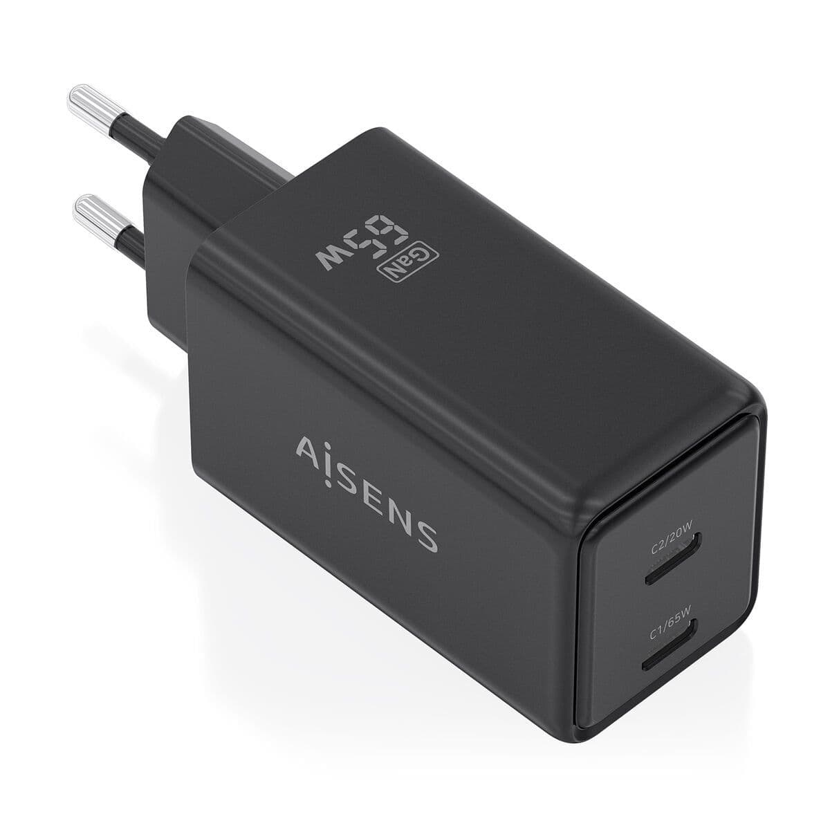 image-Wall Charger Aisens ASCH-65W2P079-BK Black 65 W