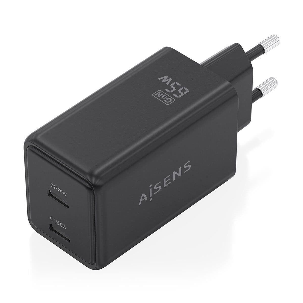image-Wall Charger Aisens ASCH-65W2P079-BK Black 65 W