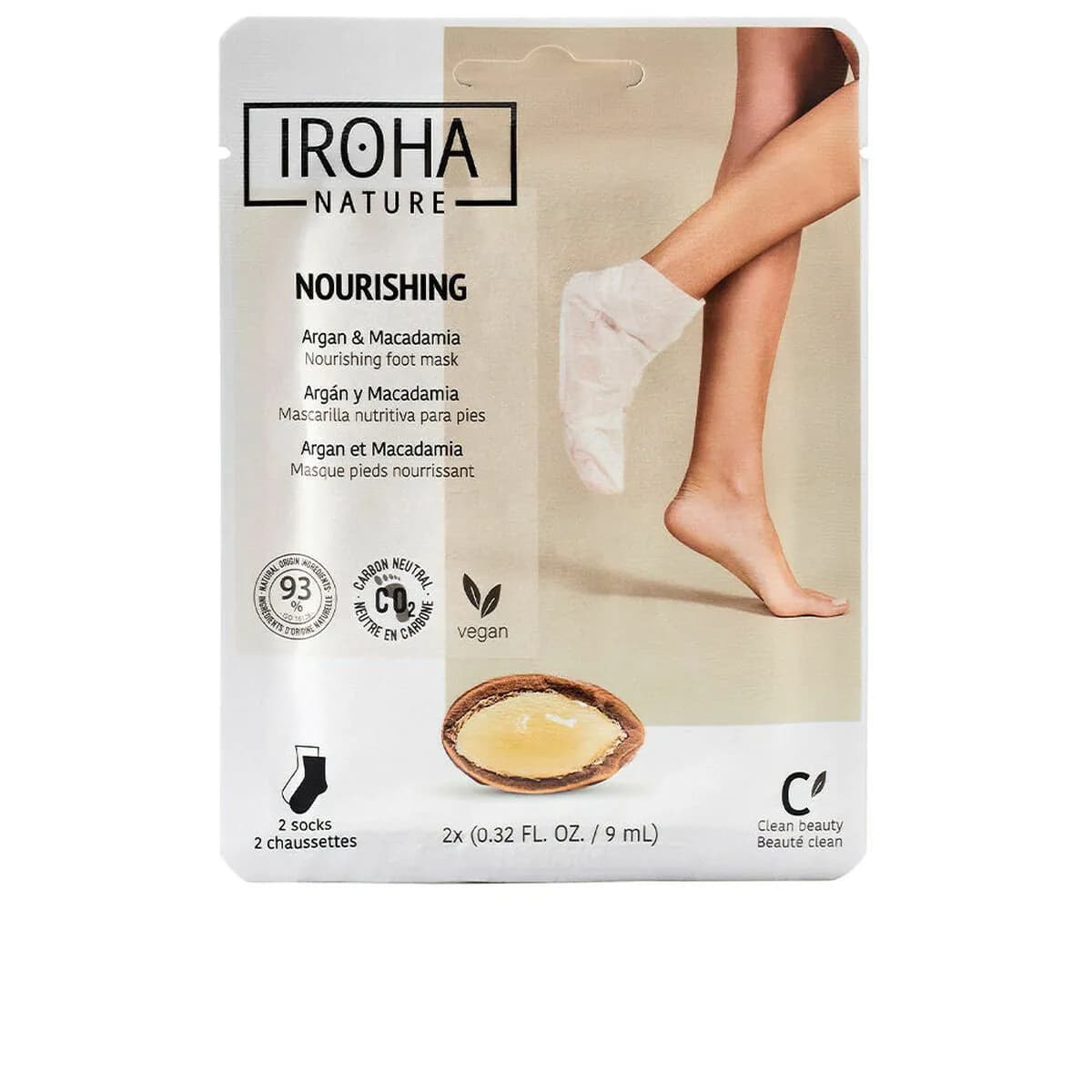 image-Foot Mask Iroha Argan Macadamia Socks Macadamia nut Argan (1 Unit)