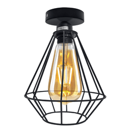 image-Vintage Wire Cage Ceiling Light Metal Round Ceiling Rose E27 Light Fitting 60W Lighting Bulb Holder