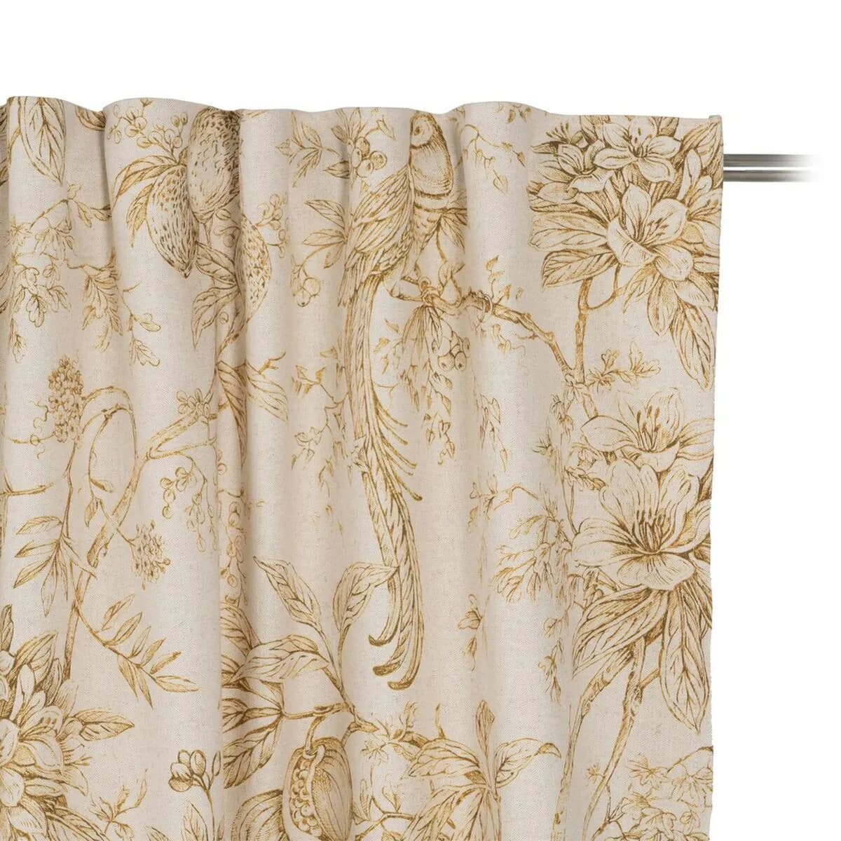 image-Curtain White Mustard Bird 140 x 270 cm