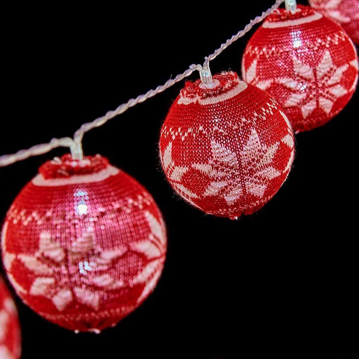 image-Wreath of LED Balls 2 m Ø 6 cm Red White