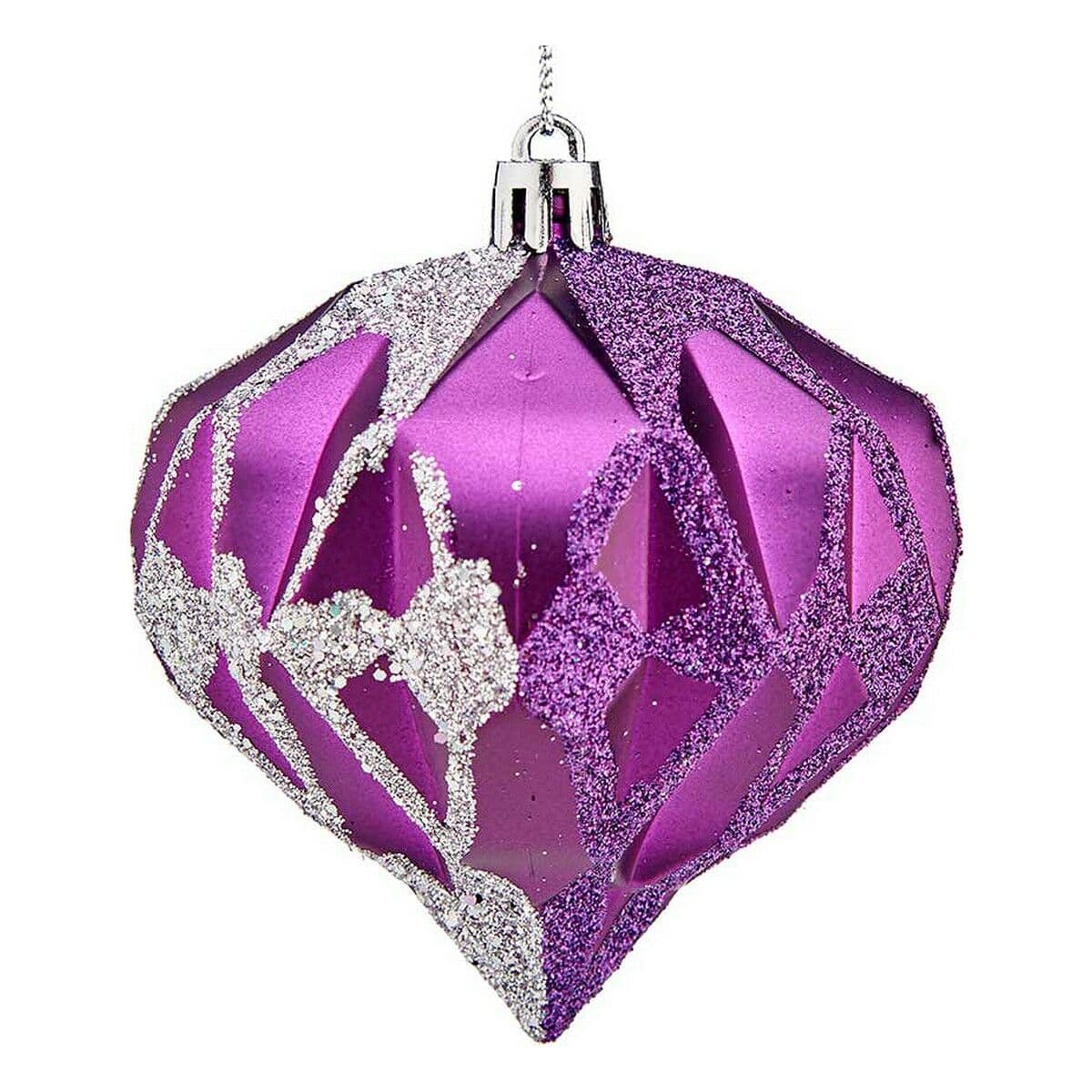 image-Christmas Baubles Krist+ Purple Silver Plastic Diamond Ø 8 cm 6 Units