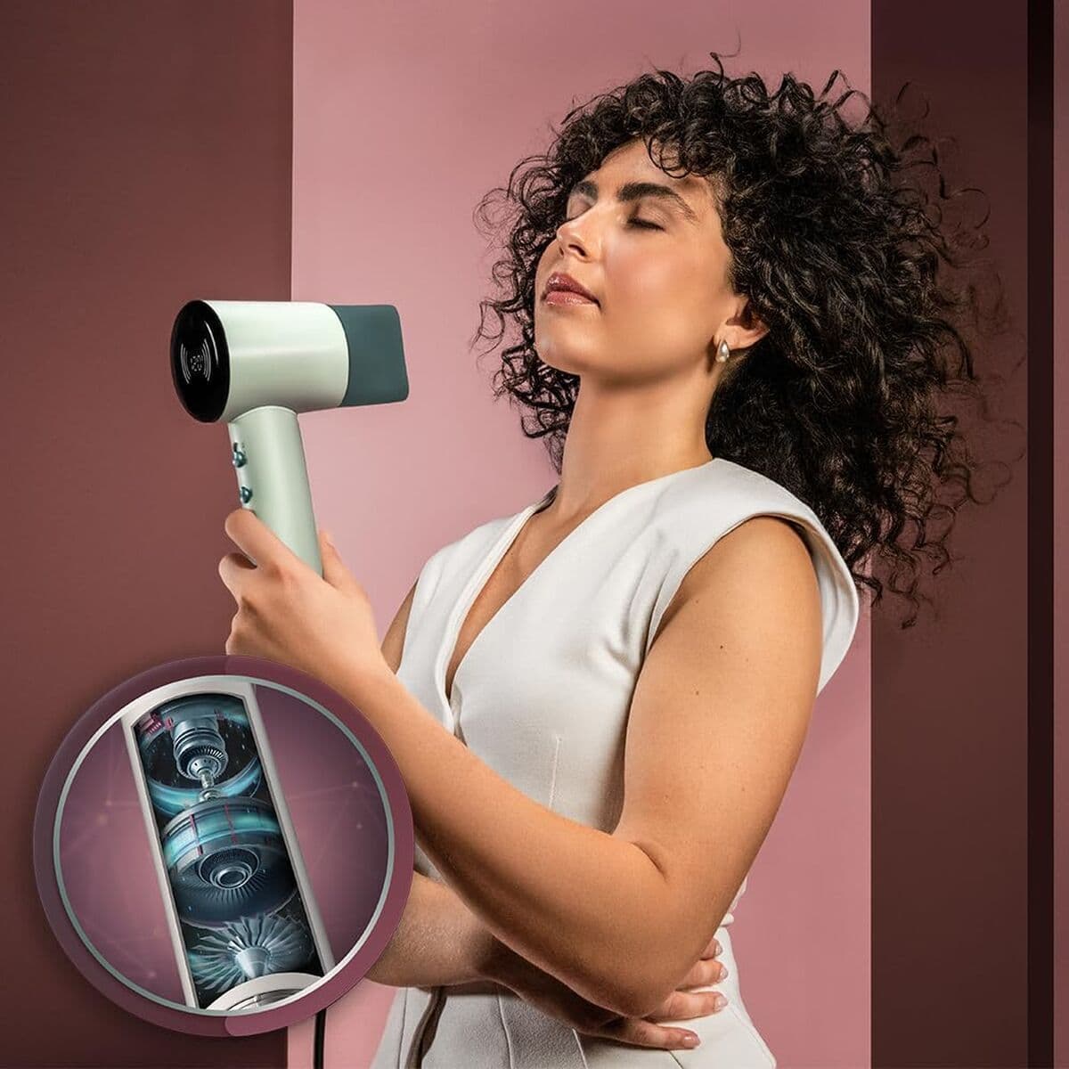 image-Cecotec Hair Dryer DryNova 3in1 1600W Ionizer Digital Display 3 Accessories Mint