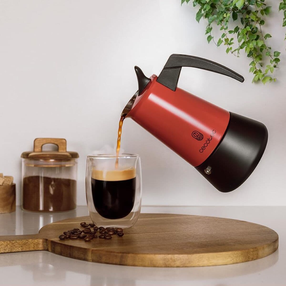 image-Cecotec Italian Coffee Maker Piccolina 200 Stainless Steel 2 Cups 100ml Beige Drip Stop
