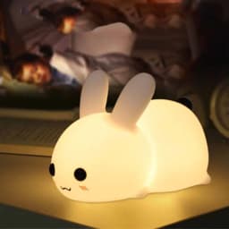 image-Rabbit LED Night Light Silicone Animal Cartoon Dimmable Lamp