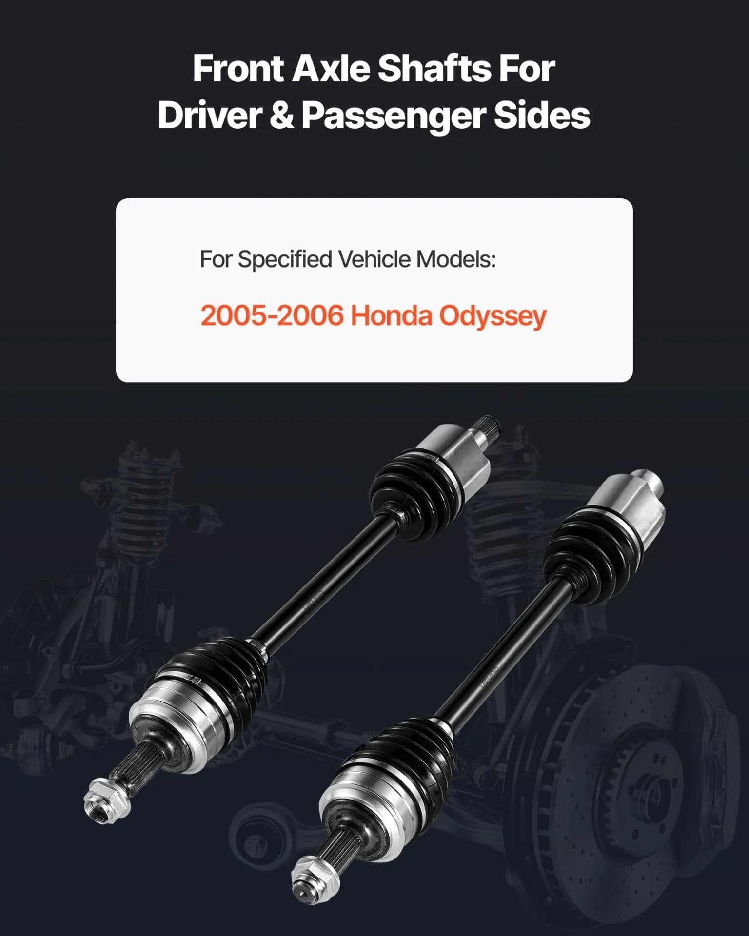 image-VEVOR CV Axle Shaft Assembly, 2 Pieces Front Left & Right (Driver and Passenger Side), Automotive Replacement CV Joint Axles Pair Compatible with 2005-2006 Honda Odyssey, Alloy Steel & Carbon Steel