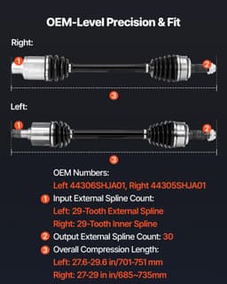 image-VEVOR CV Axle Shaft Assembly, 2 Pieces Front Left & Right (Driver and Passenger Side), Automotive Replacement CV Joint Axles Pair Compatible with 2005-2006 Honda Odyssey, Alloy Steel & Carbon Steel