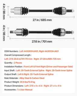 image-VEVOR CV Axle Shaft Assembly, 2 Pieces Front Left & Right (Driver and Passenger Side), Automotive Replacement CV Joint Axles Pair Compatible with 2005-2006 Honda Odyssey, Alloy Steel & Carbon Steel