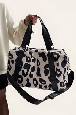 image-Bright Pink Leopard Print Large Travel Bag