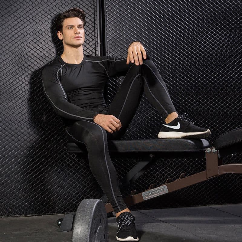 image-Men's Fitness Training Suit Black XXL