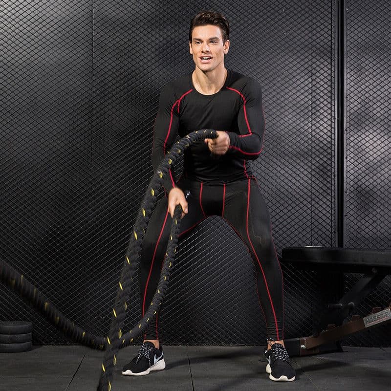 image-Men's Fitness Training Suit Black XXL