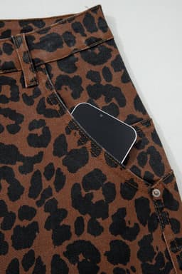 image-Brown Leopard Print Barrel Jeans - High Rise