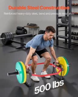 image-VEVOR Trap Bar Hex Bar, 2-Inch Hex Barbell, 500 LBS Capacity Shrug Bars, Weightlifting and Strength Training Equipment, Home Gym for Squats, Deadlifts, Shoulder Presses, Red